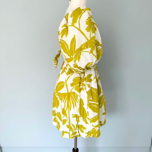 MAEVE x ANTHROPOLOGIE Feliciana Tropical Print Mini Dress Chartreuse Yellow - Picture 7 of 11
